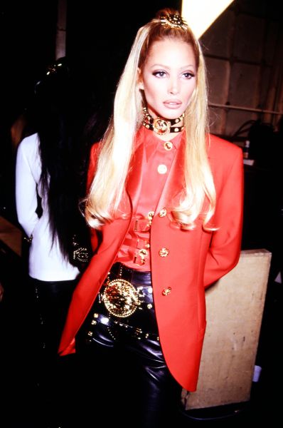 Image: Christy Turlington backstage at the 1992 Versace show. 