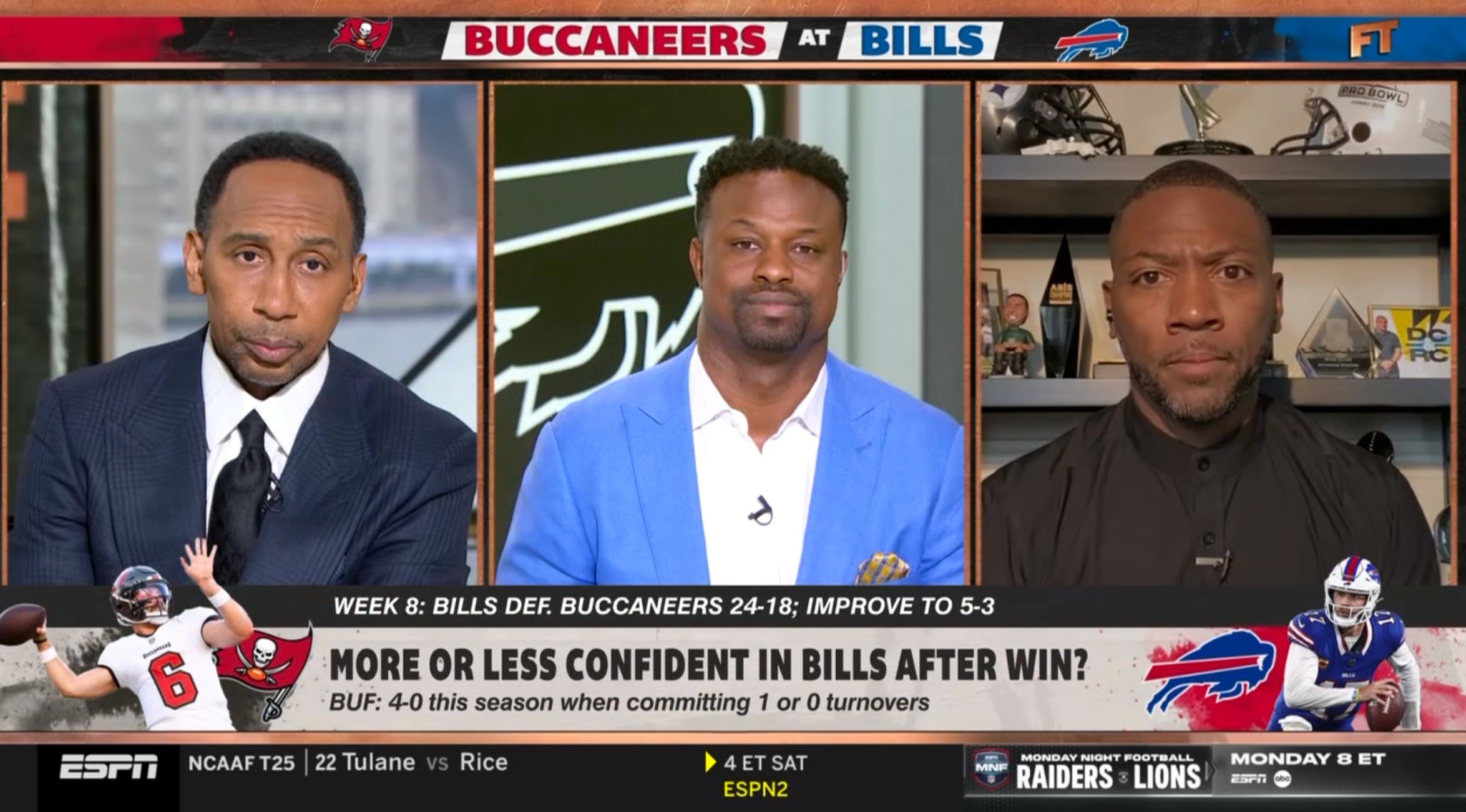 Ryan Clark (right) left his First Take colleagues in hysterics with a wild on-air comment