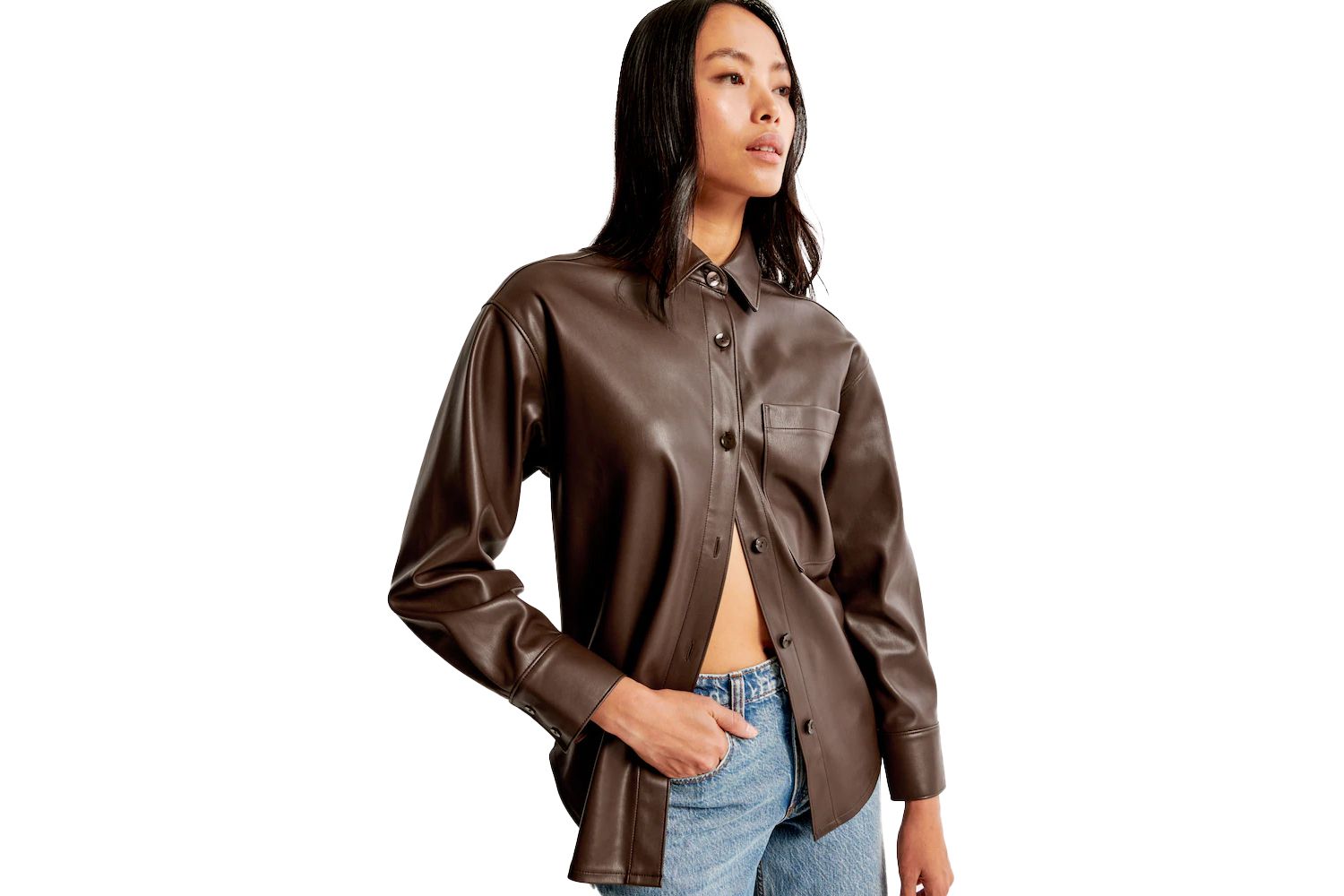 Abercrombie Oversized Vegan Leather Shirt