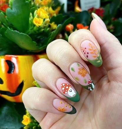 Cartoon nail art for fall.