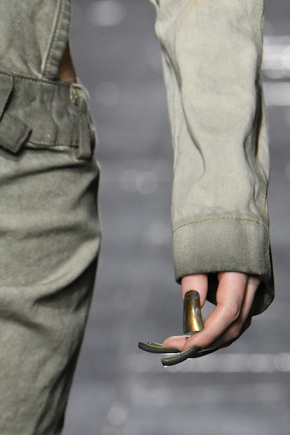 Duck nails at Masha Popova Spring/Summer 2024 during London Fashion Week in September 2023.