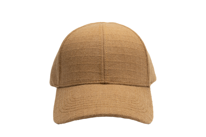 A plain, caramel-coloured baseball cap