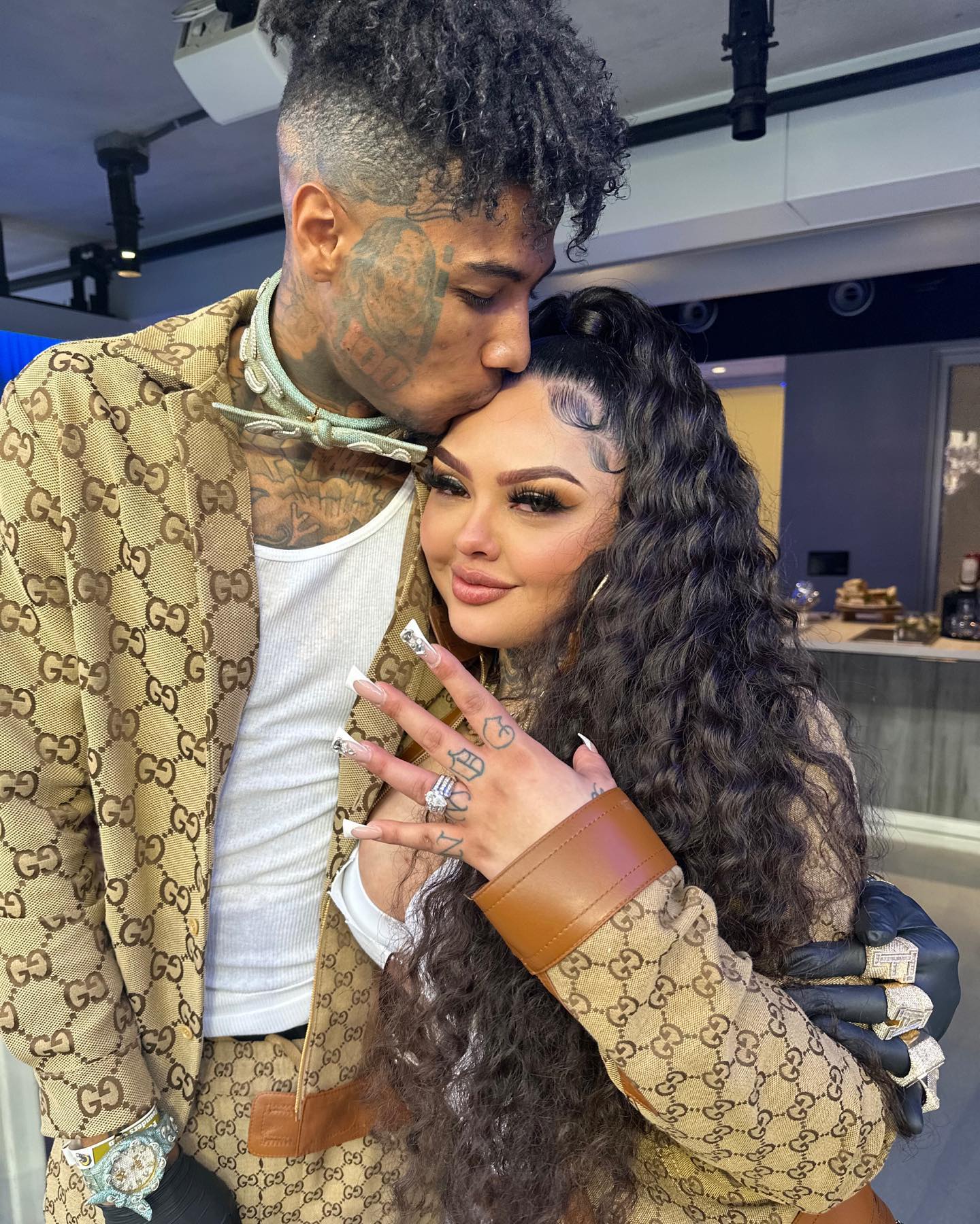 Jaidyn Alexis and Blueface got engaged at an NFL game in October 2023