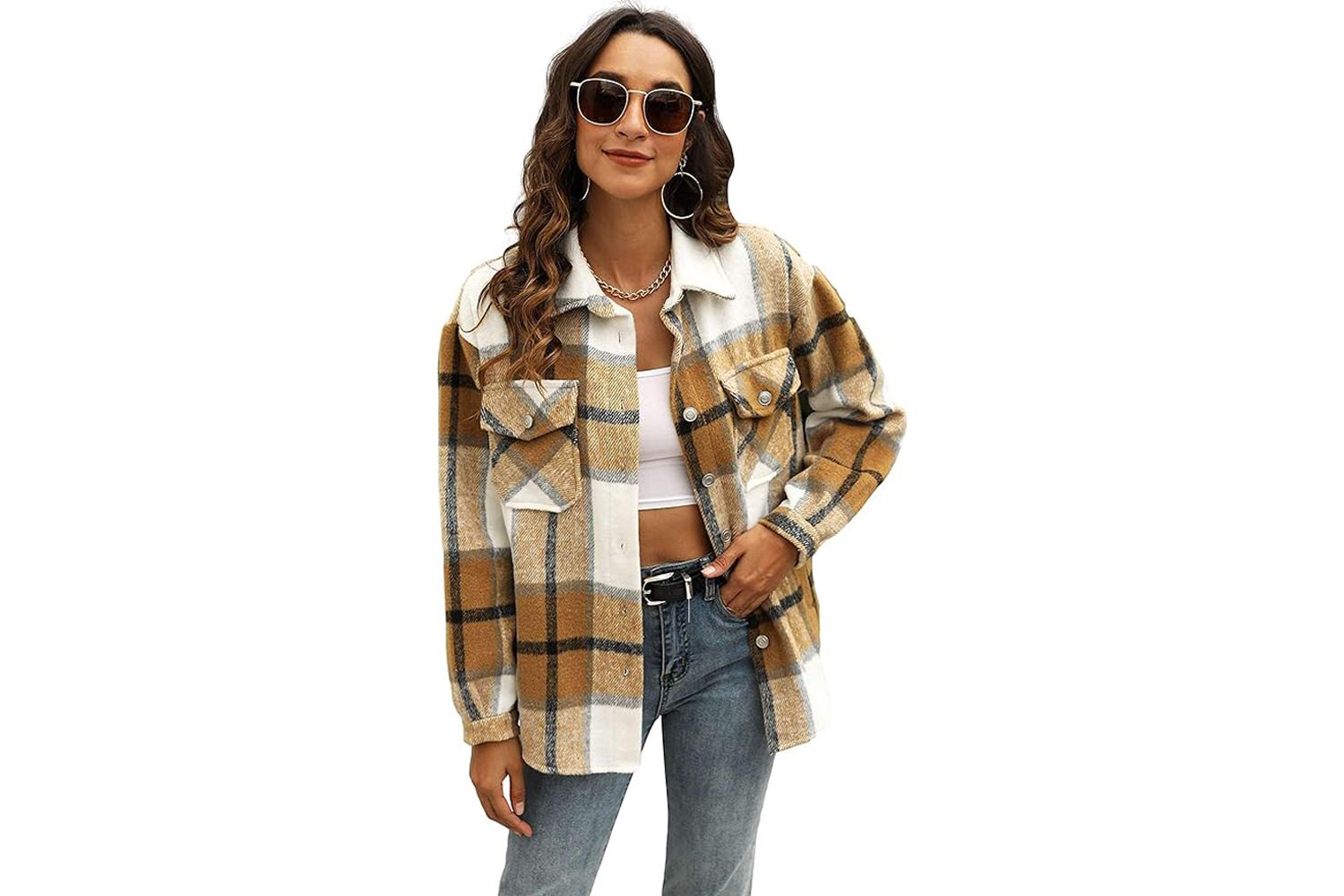 Uaneo Plaid Button-Down Shacket