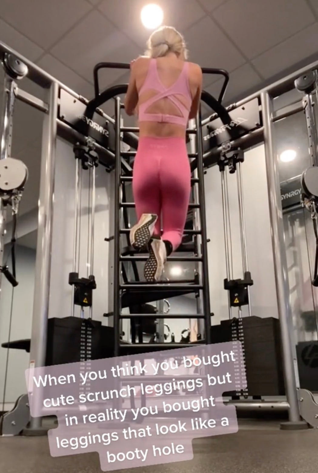 She was embarrassed watching herself back in the gym