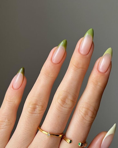 Ombre matcha nails.