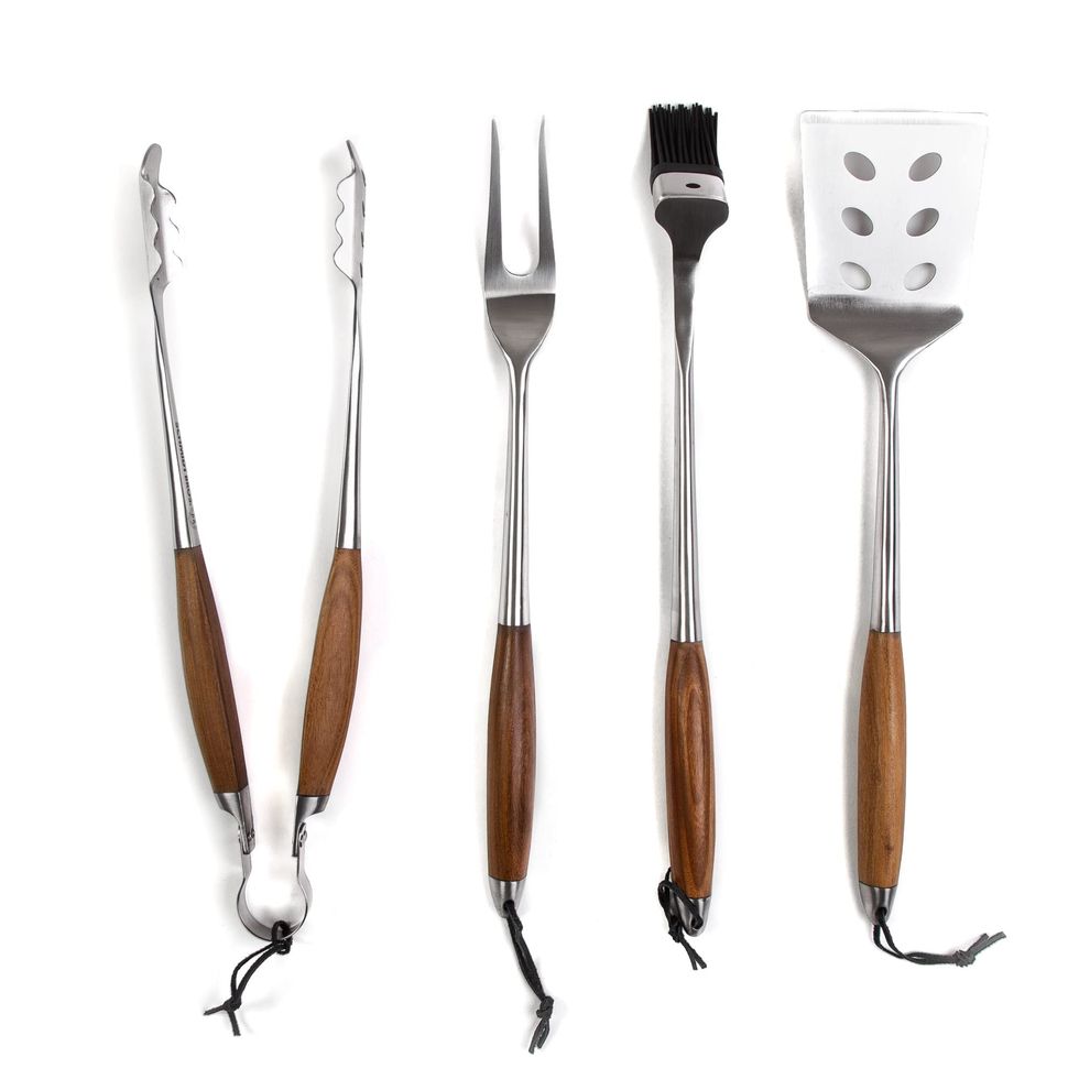 BBQ Bonded Teak 4-Piece Grilling Accessory Set