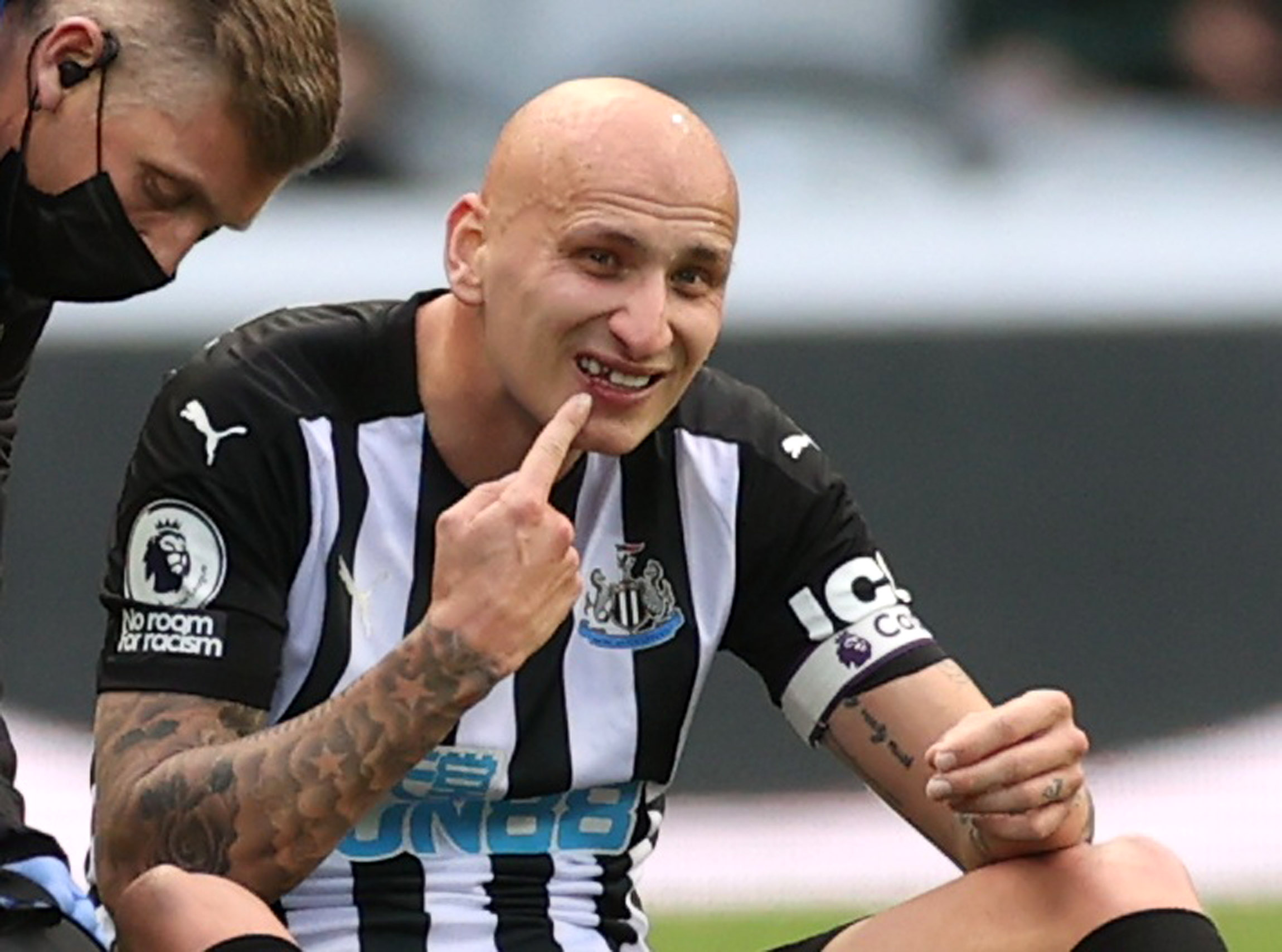 The ex-Newcastle ace claimed it was his new set of teeth - although he lost one in 2021