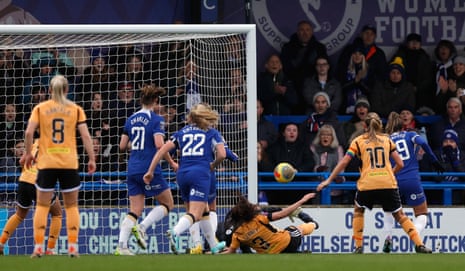 Leicester City player Sam Tierney scores against Chelsea following a melee