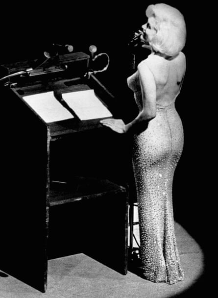 Actress Marilyn Monroe sings “Happy Birthday” to President John F. Kennedy at Madison Square Garden, 1962