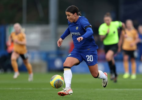 Chelsea’s Sam Kerr in action against Leicester