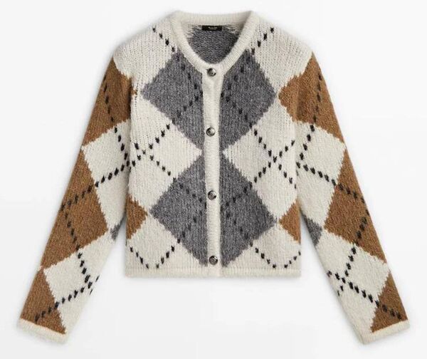 Diamond knit cardigan, Massimo Dutti, €149