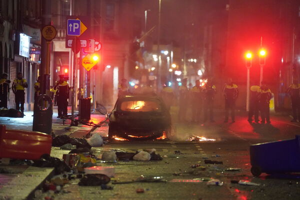 The scene on Parnell Street in Dublin city centre after violent scenes. Picture: Brian Lawless/PA