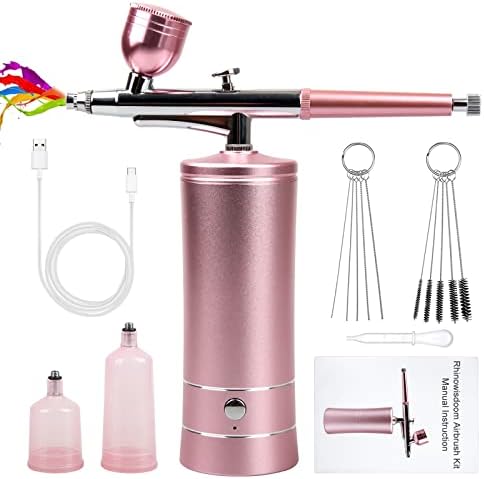 Rhinowisdom Airbrush Kit Pink Portable Wireless