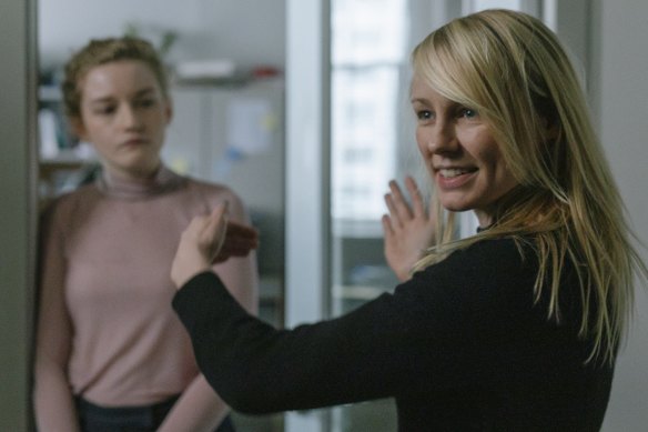 Kitty Green (right) on the set of The Assistant with Julia Garner, who also stars in The Royal Hotel.