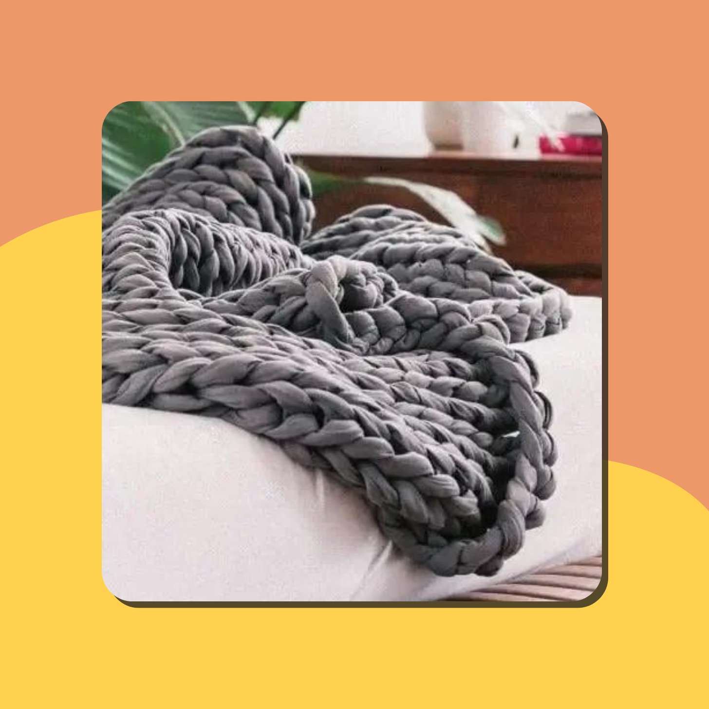 Grey weighted blanket with woven pattern