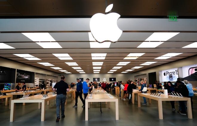 The Apple Store in Kenwood Towne Centre, Wednesday, Oct. 26, 2023, located on the second level. The Apple Store opened in the mall in 2001.