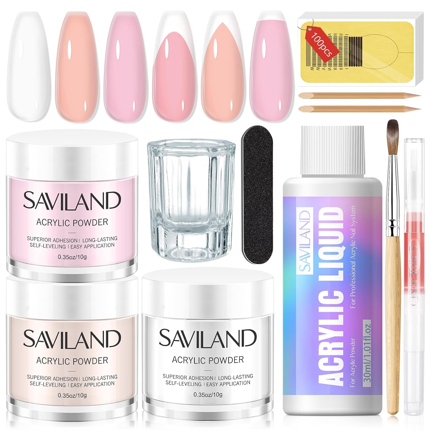 Saviland Acrylic Nail Kit with Cuticle Oil