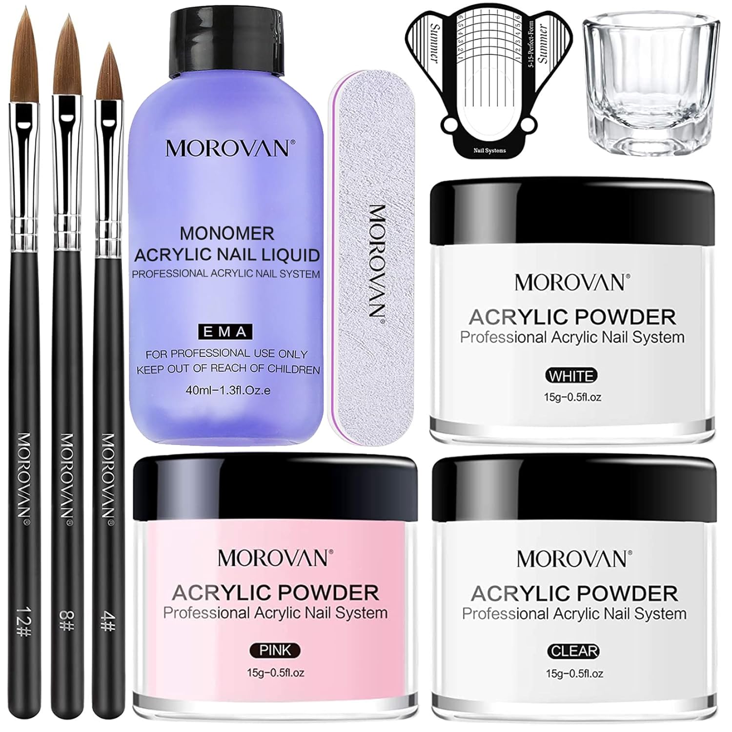 Morovan Acrylic Nail Kit - 3 Color Set