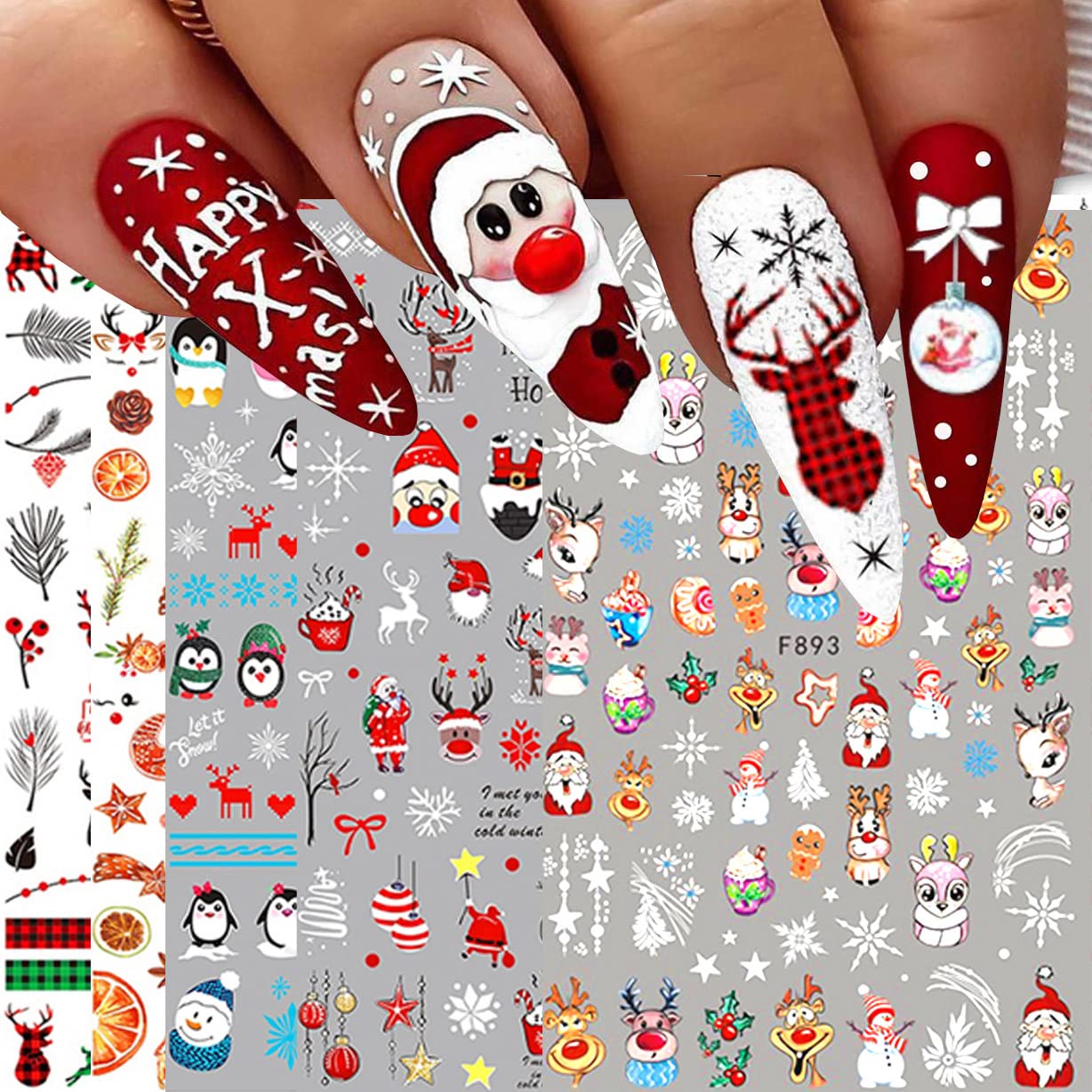 jmeowio Christmas Nail Art Stickers.