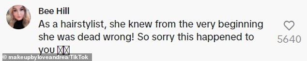 Andrea's followers flocked to her comments to explain she had received a chemical cut, which is what happens when the hair is over-bleached and ends up snapping off