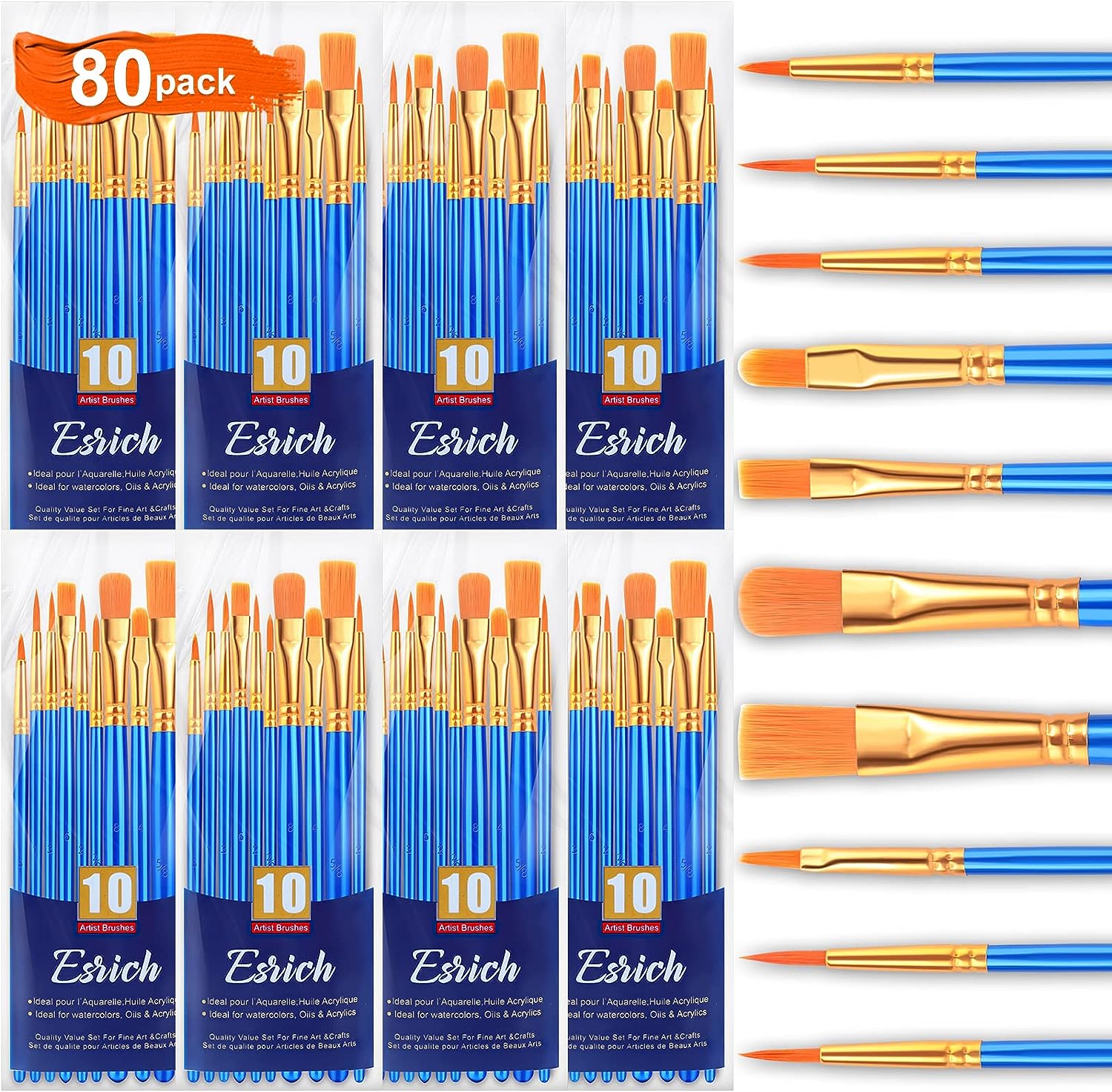 ESRICH Acrylic Paint Brushes Set 80 Pcs