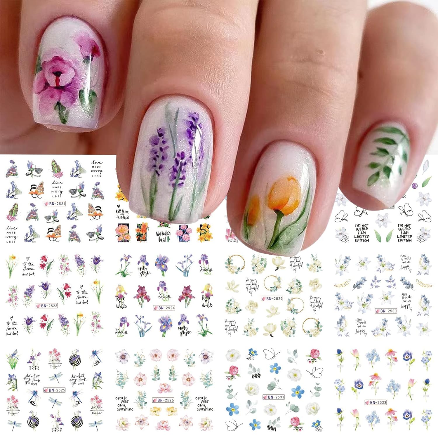 YOSOMK Flower Nail Art Stickers Decals