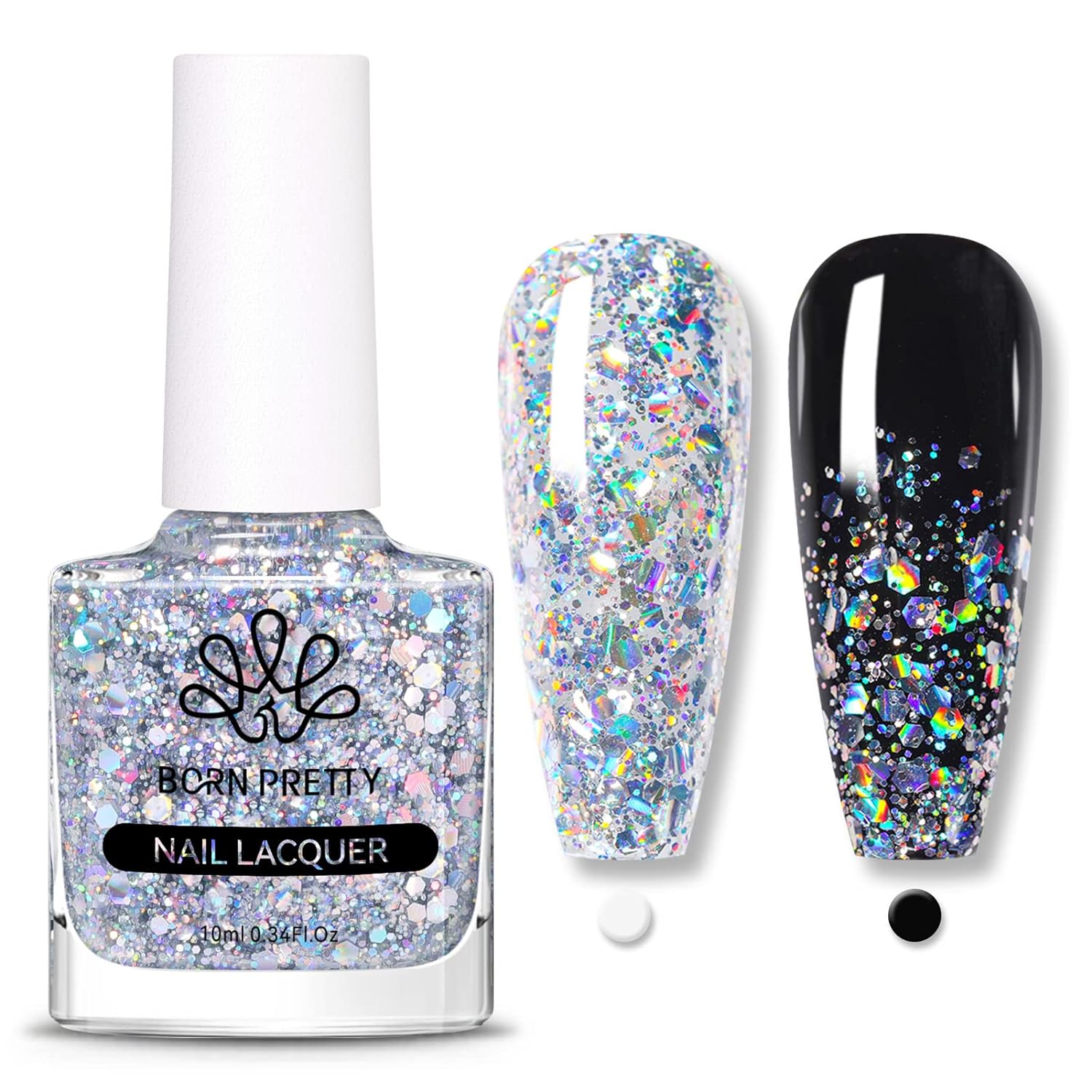 Born Pretty Holographic Nail Polish Silver Glitter