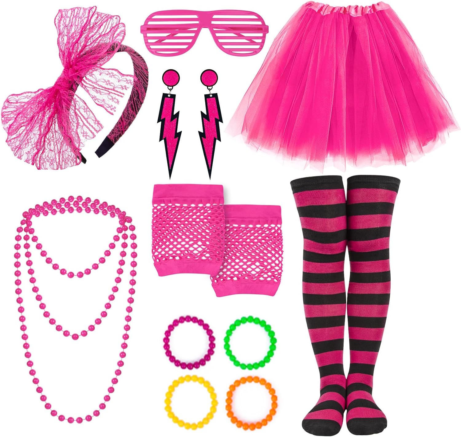 Qossi 80s Women's Costume Set Pink Style2