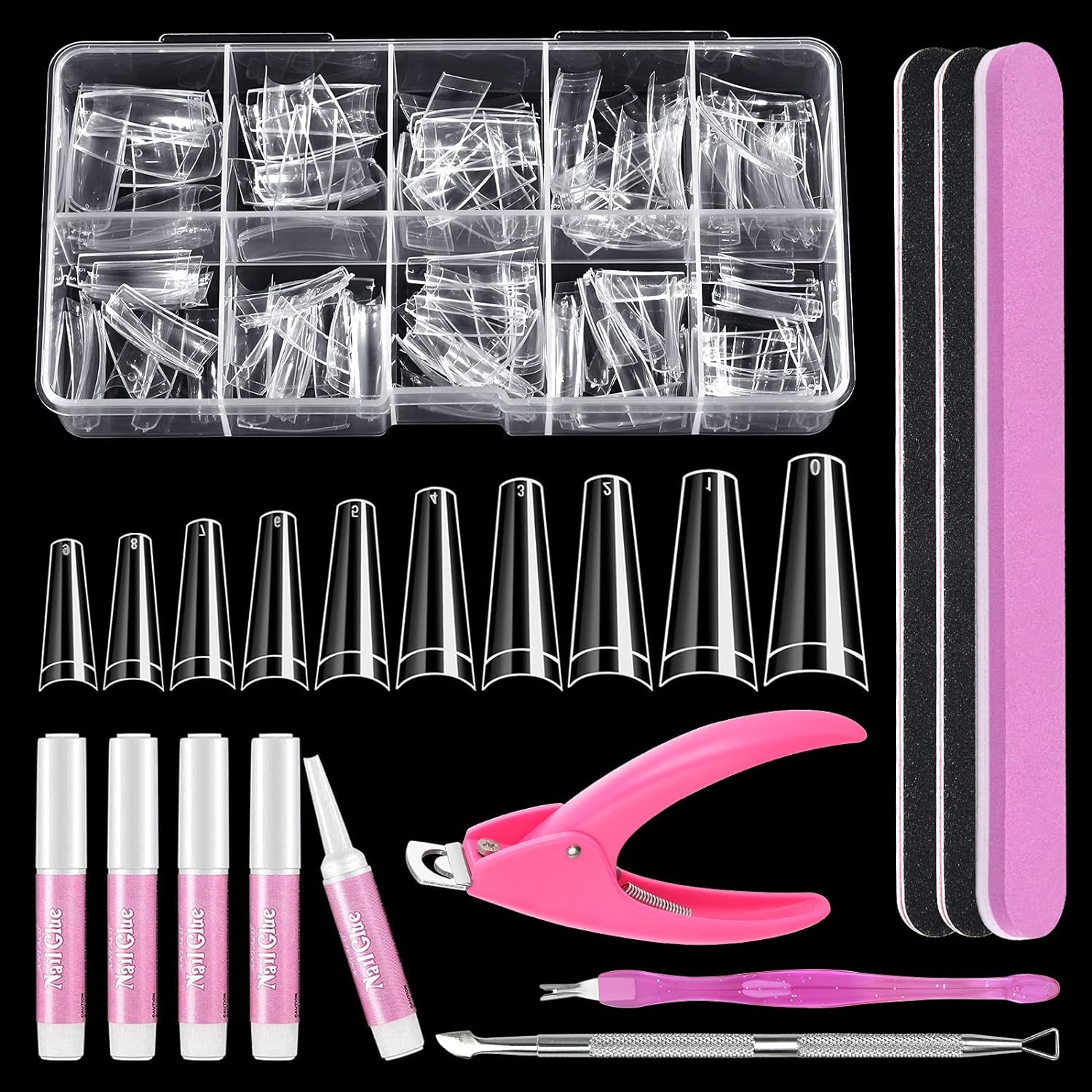 MORGLES Clear Coffin Nail Tips Set