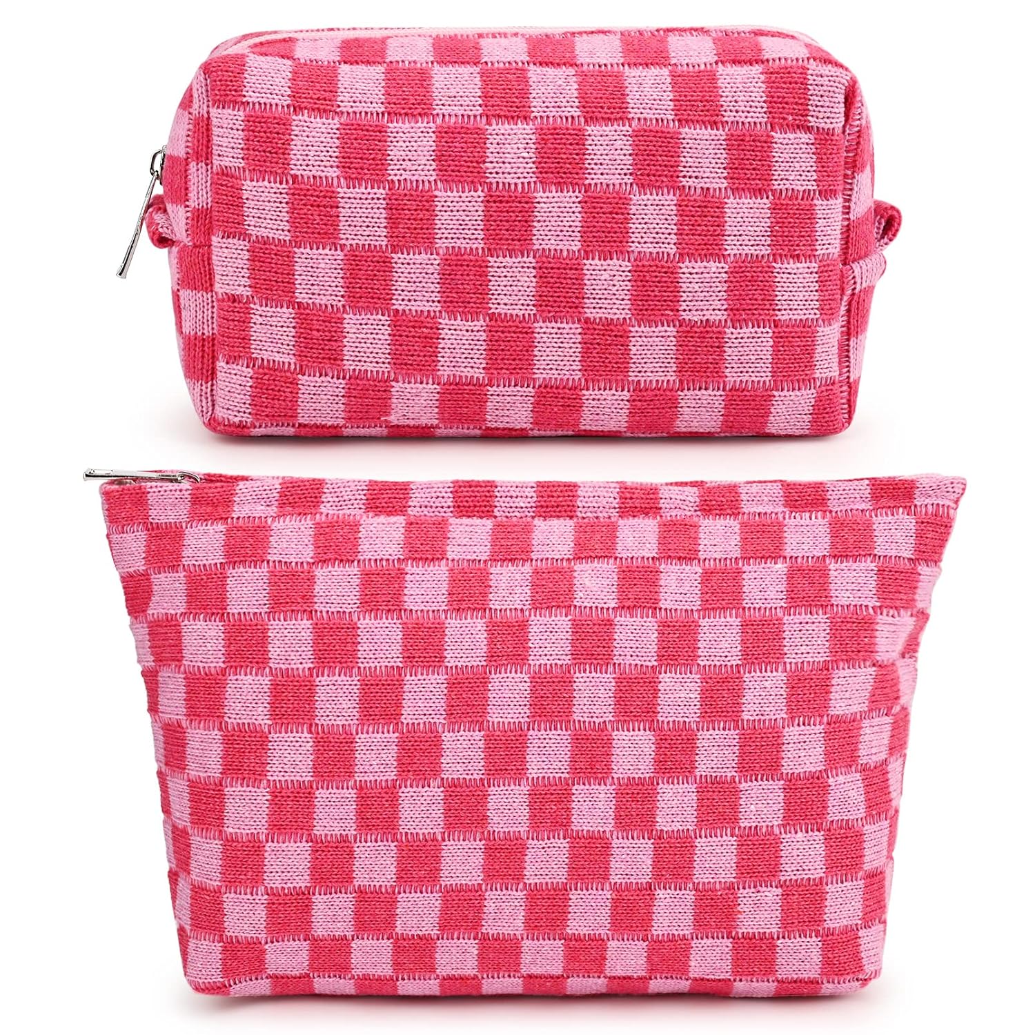 SOIDRAM 2 Pieces Large Checkered Makeup Bag.