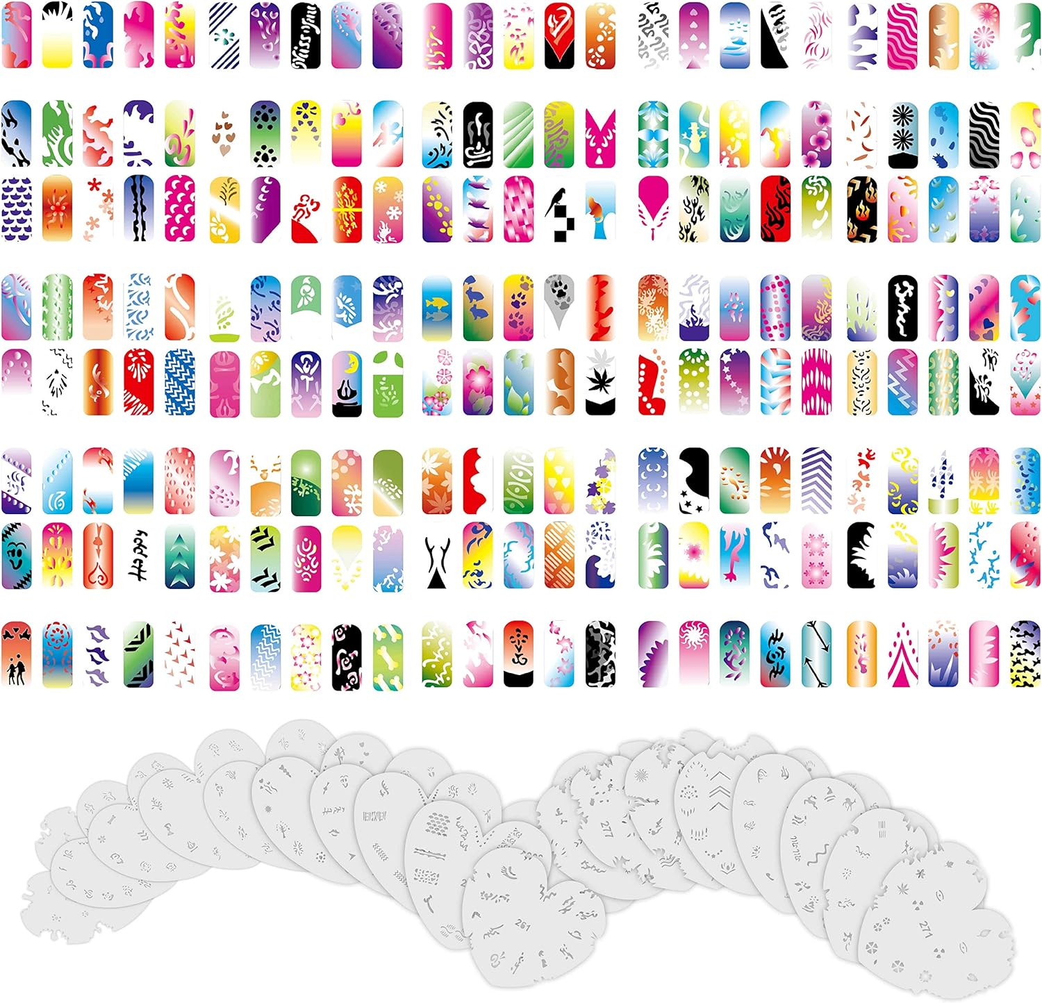 Custom Body Art Airbrush Nail Stencils - Design Series Set 14