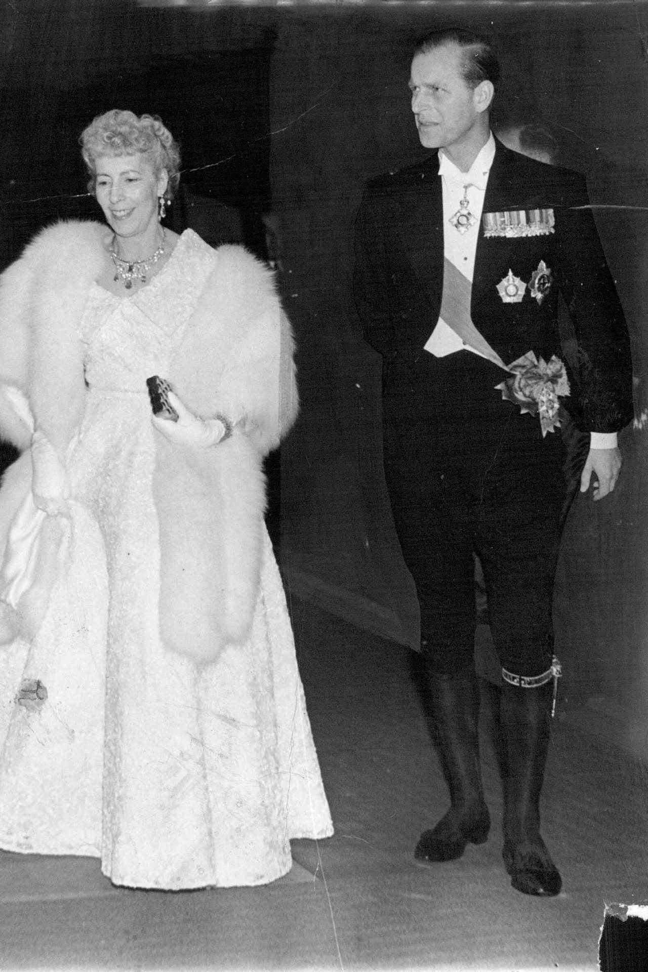 Madame Craveiro Lopes and the Duke of Edinburgh at the Royal Opera House 1955