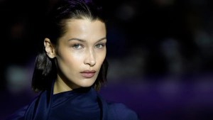 Bella Hadid walks the runway during the Boss fashion show as part of Milan Fashion Week Fall/Winter 2020-2021