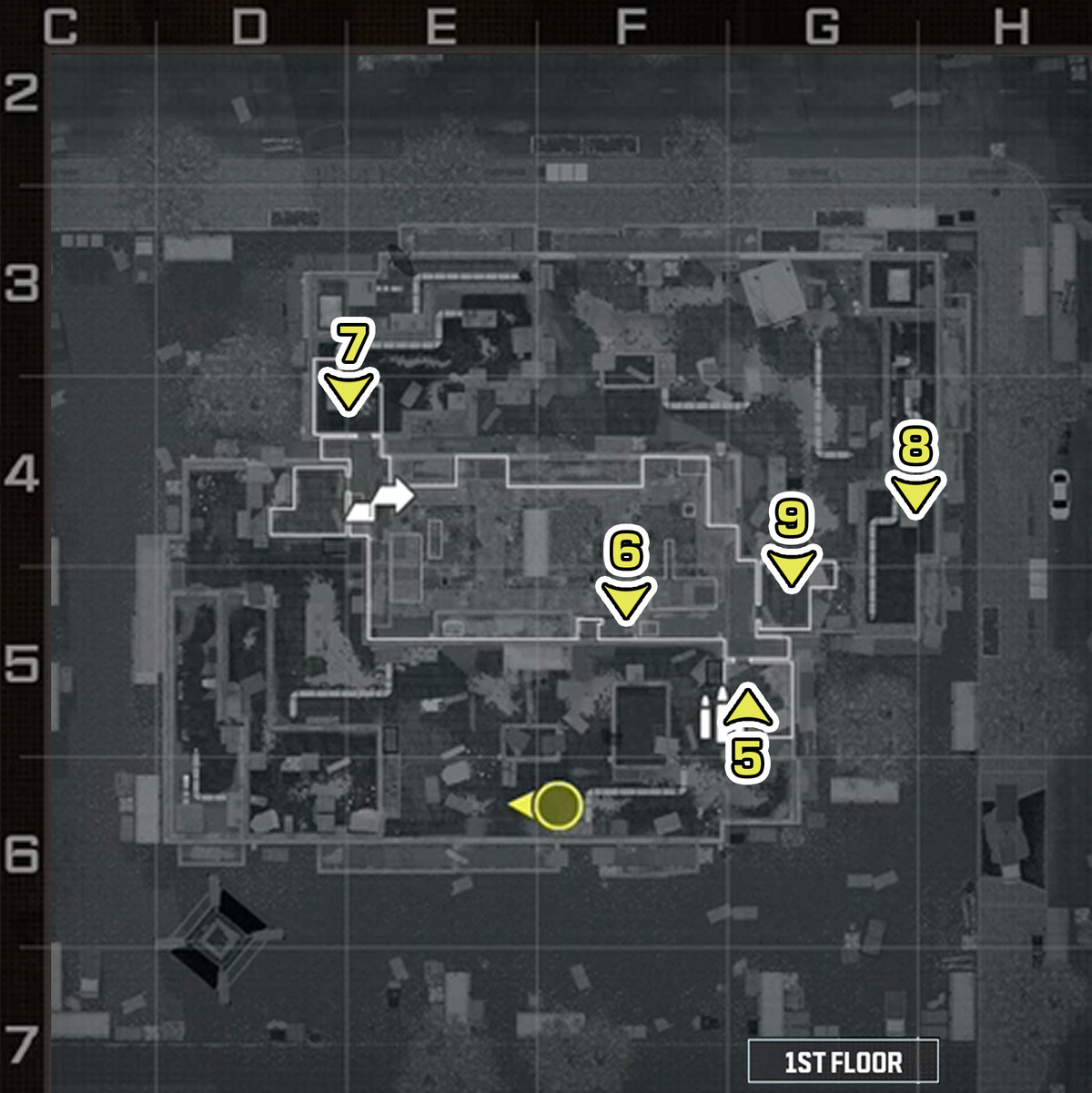 Call of Duty: Modern Warfare 3 1st floor weapons and items map locations.