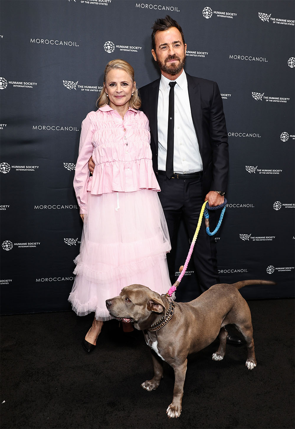 Amy Sedaris, Justin Theroux and Kuma Theroux attend The Humane Society's To The Rescue! Gala at Cipriani 42nd Street on November 03, 2023 in New York City.