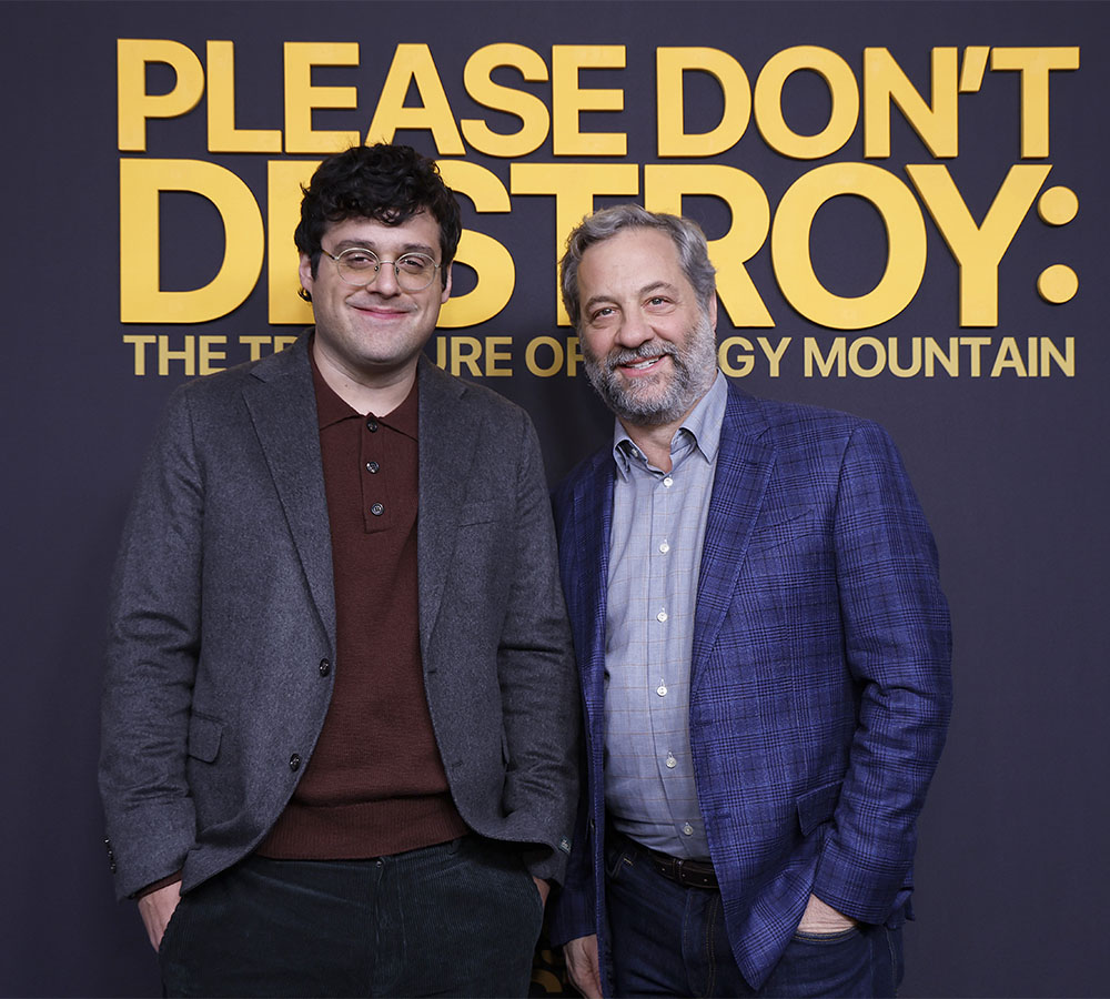 Paul Briganti and Judd Apatow attend Peacock's Please Don't Destroy The Treasure Of Foggy Mountain New York Premiere at SVA Theater on November 06, 2023 in New York City.