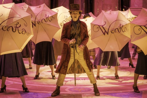 Timothée Chalamet portrays a young Willy Wonka in the fantasy musical 