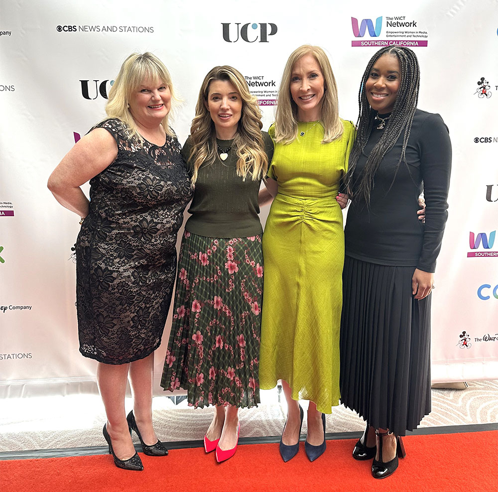 Director producer Kate Rees Davies, Beatrice Springborn, President, UPC and Universal International Studios; Jennifer Miles, President, The WICT Network, Southern California Executive Director, brand marketing, Disney Media and Entertainment Distribution, Tara Duncan, president, Onyx Collective at the The WICT Network, Southern California Chapter Celebrates 2023 Honorees at 28th Annual LEA Awards at Beverly Hills Hotel.