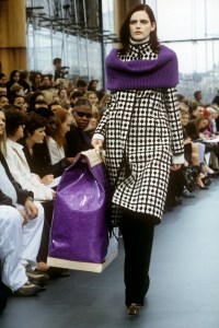 Stella Tennant on the runway during the Louis Vuitton by Marc Jacobs fall 1999 ready to wear show, with Grace Coddington and Andre Leon Talley watching from the front row.