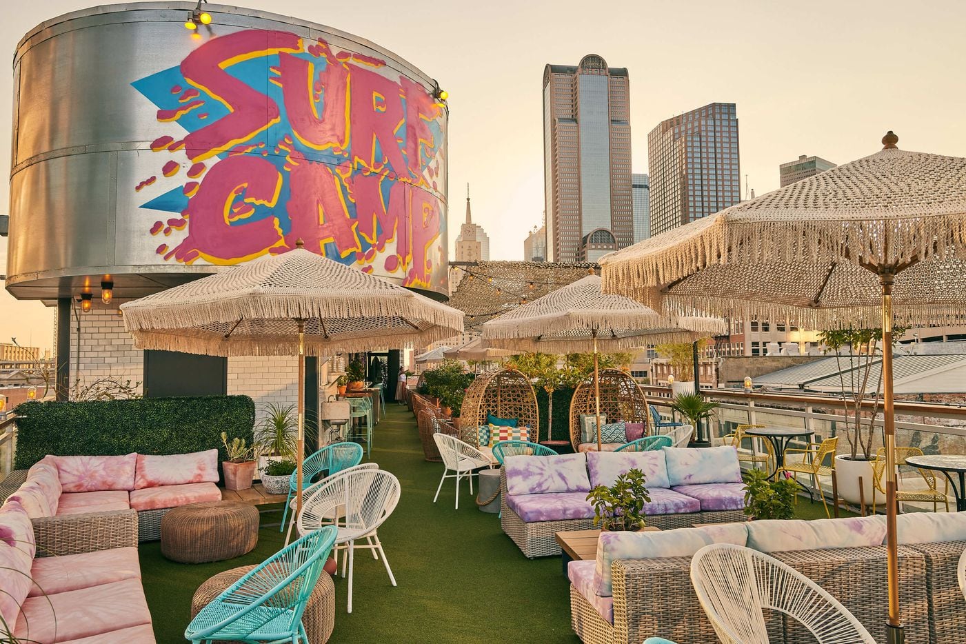 The theme at the new Pop Top rooftop bar on Commerce Street in downtown Dallas will change...