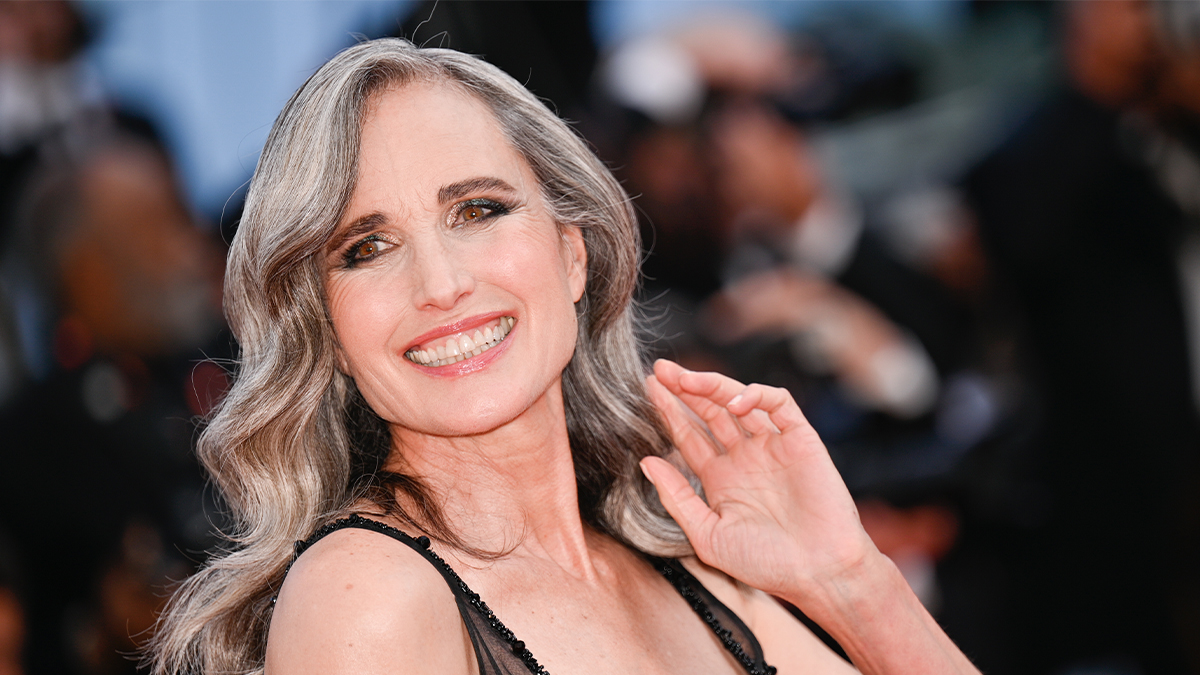 Andie Macdowell, salt and pepper hair 