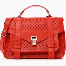 Proenza Schouler Lambskin Perforated Medium PS1 Satchel Fire Red