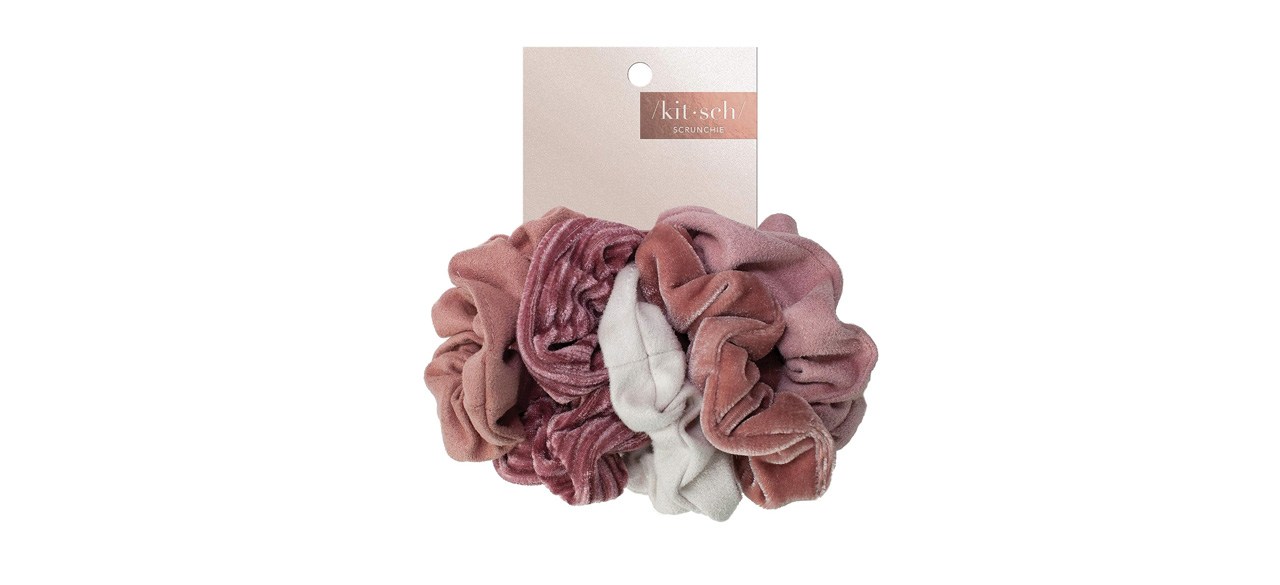 Best Kitsch Velvet Scrunchies for Hair, 5 Pack