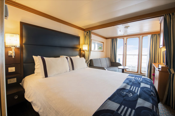 A veranda stateroom on board.