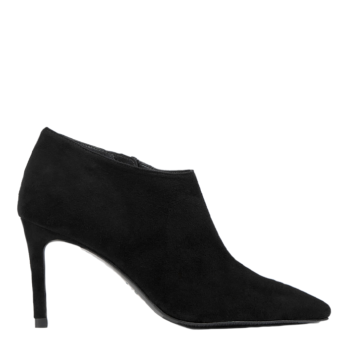 A black shoe with a stiletto heel