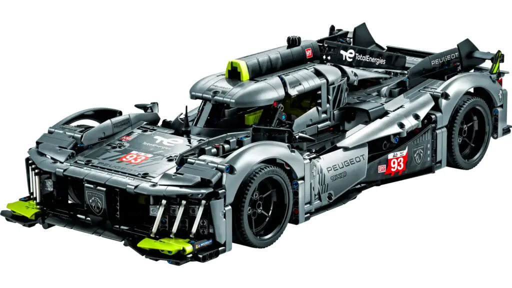 The Lego Technic Peugeot 9X8 24H Le Mans Hybrid Hypercar set.