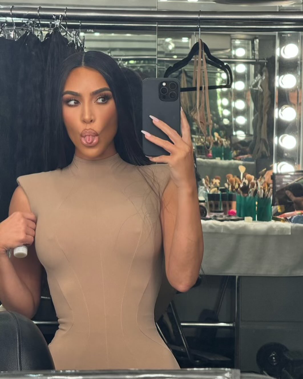 Fans could clearly see Kim's tiny underwear hung in the background of her photos