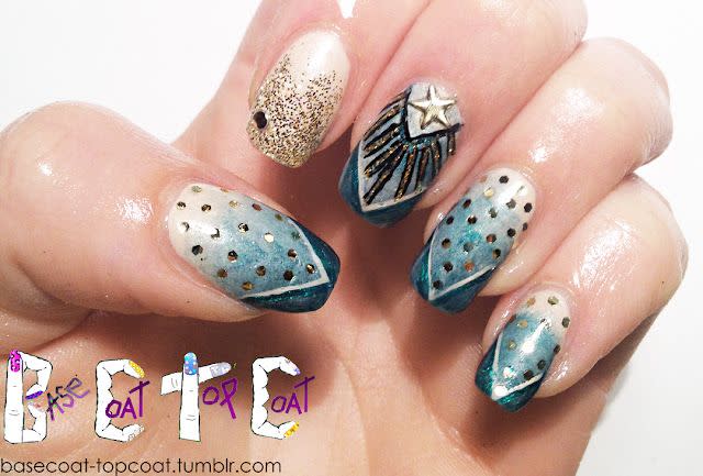 new years eve nail designs green star