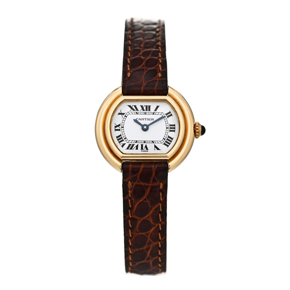 18K Yellow Gold Alligator 26mm Ellipse Quartz Watch